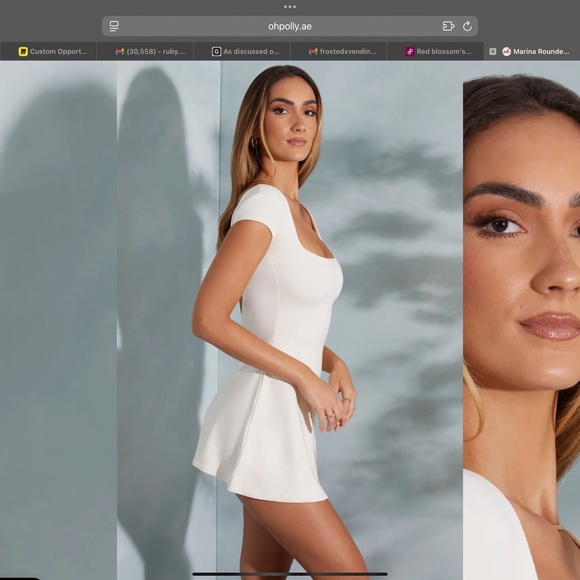 OH POLLY Marina Open Back A-Line Mini Dress in Cream - Picture 3 of 6